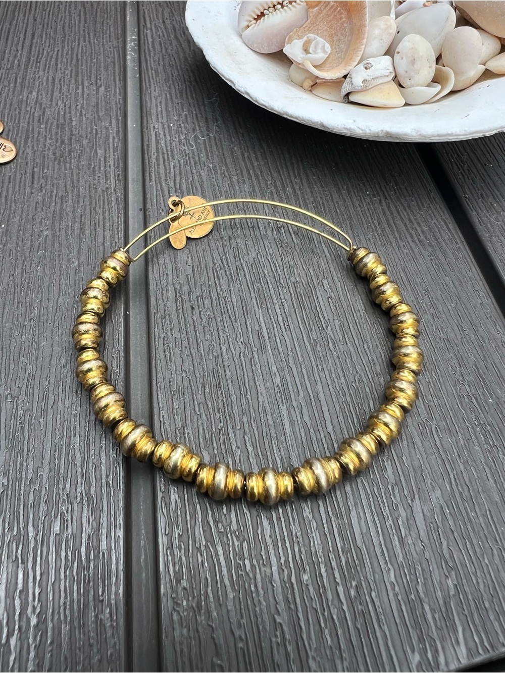 Gold-Tone Shell & Blue Teardrop Charm Bracelet Set - Picture 2 of 6